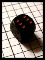 Dice : Dice - 6D Pipped - Black Opaque with Red Pips Rounded Corners - Ebay July 2010